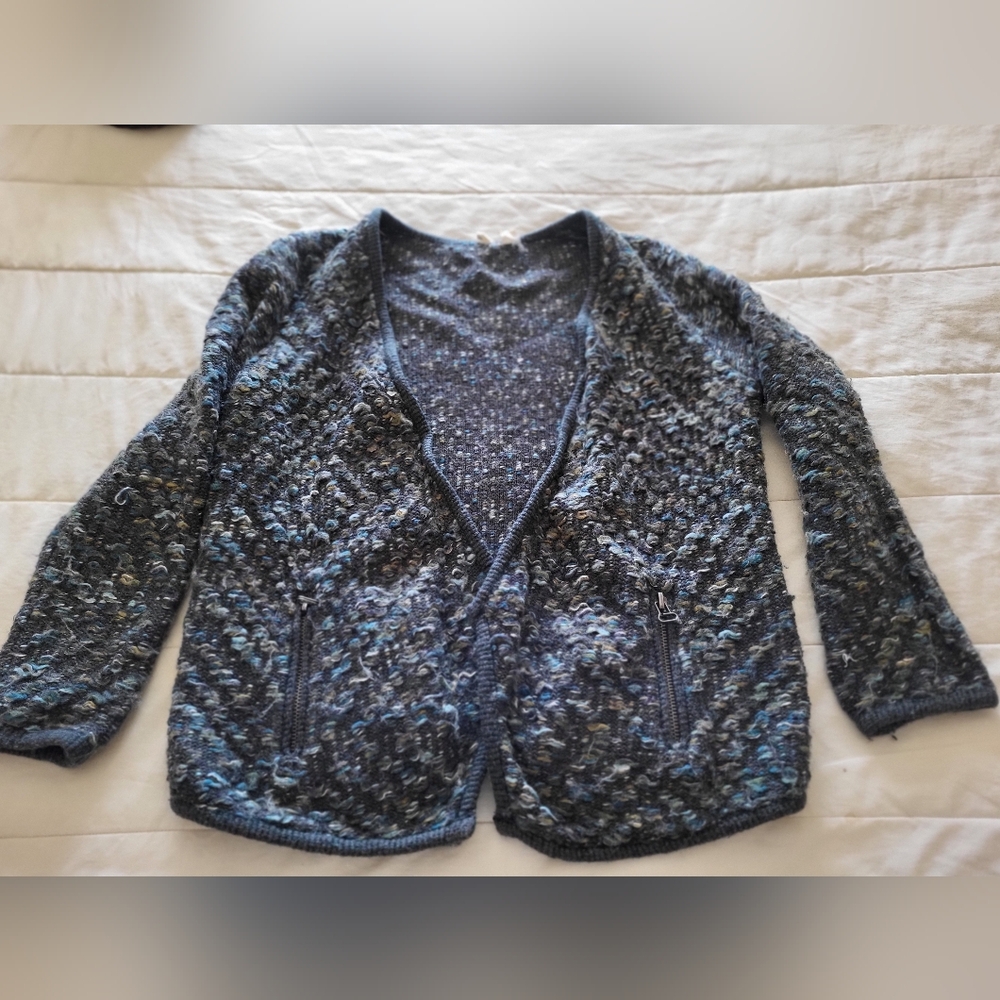 Moth Anthropologie wool-blend cardigan, blue, L